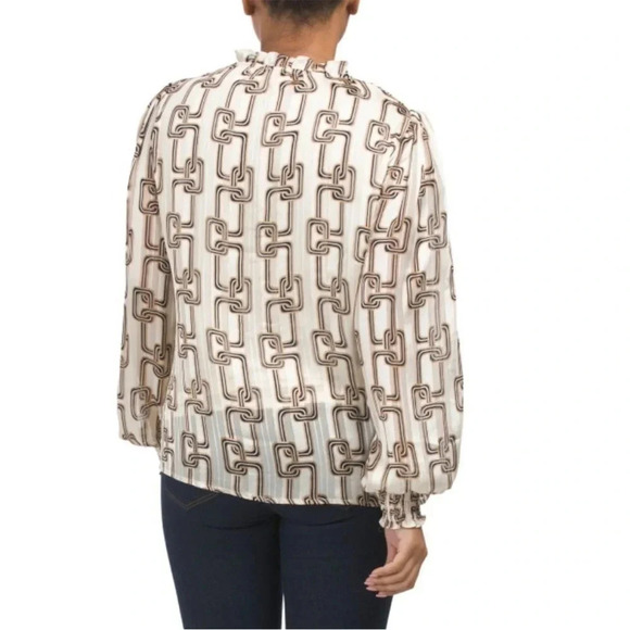 HAVER + BLAIR ivory/beige/black chain blouse size :XS - Picture 8 of 8